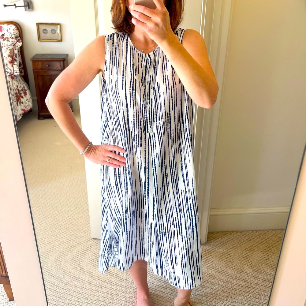 Hatch Maternity Dress White and Blue